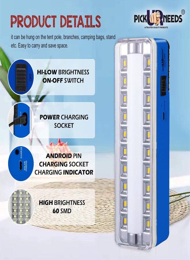 Pick Ur Needs Rechargeable Home Emergency Tube +10 SMD LED Floor Lantern Lamp Light (Blue) - Image 5